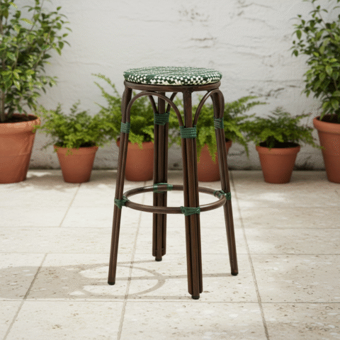 Lagun Green-White Outdoor Barstool – Weather-Resistant, Stackable Patio & Garden Seating | Free Delivery