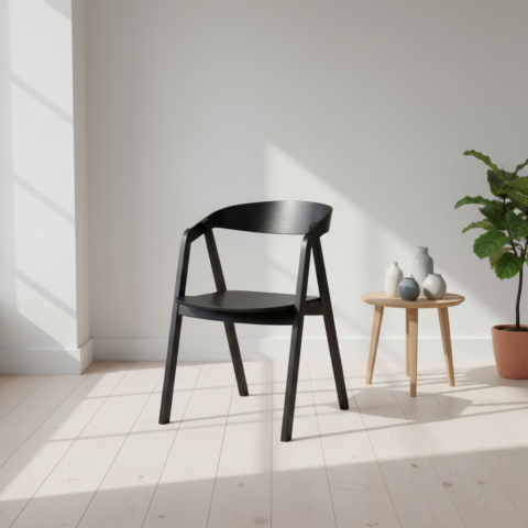 Solvik Oak Black – Set of 4 Modern Oak Chairs, Stackable up to 6 Pieces, Premium Comfort | Free Delivery