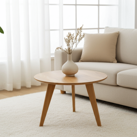 Asko – Round Solid Oak Side Table ⌀ 50 × 44 cm / ⌀ 70 × 47 cm | Scandinavian Style | Free Delivery