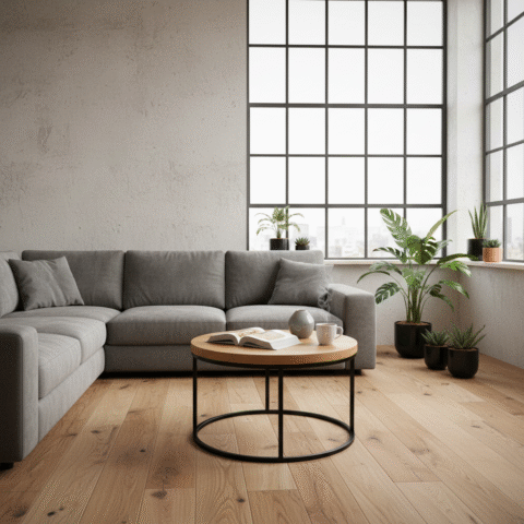 Mono Loft – Round Solid Oak Coffee Table 4 cm | Loft Design | Customizable | Free Delivery