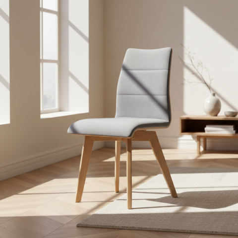 Lovi Chair – Modern Scandinavian Upholstered Chair with Custom Fabric & Wood Finish Options | Free Delivery
