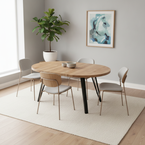 Rivet Loft Round Extend – Extendable Solid Oak Round Dining Table | 6 Sizes | Custom Made | Free Delivery